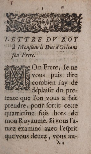 Cover for Lettre du roy, a Monsieur le duc d'Orléans son frere
