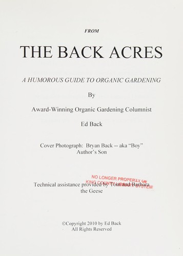 Cover for From the back acres