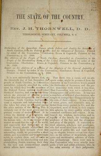 Cover for The state of the country