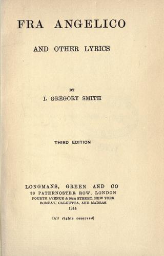 Cover for Fra Angelico, and other lyrics.