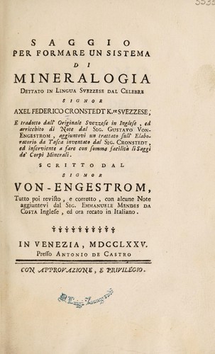 Cover for Saggio per formare un sistema di mineralogia