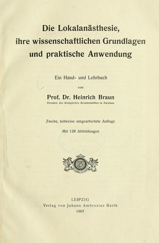Cover for Die Lokalanästhesie