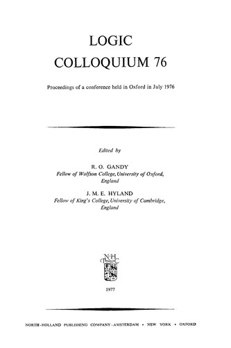 Cover for Logic Colloquium 76