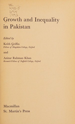 Cover for Growth and inequality in Pakistan