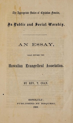 Cover for The appropriate duties of Christian females, in public and social worship