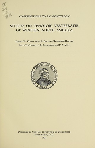 Cover for Studies on Cenozoic vertebrates of western North America.