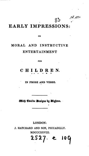 Cover for Early impressions; or, Moral and instructive entertainment for children, in prose and verse