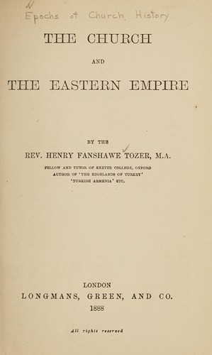 Cover for The church and the Eastern empire