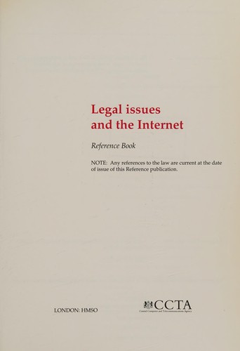 Cover for Legal issues and the Internet.