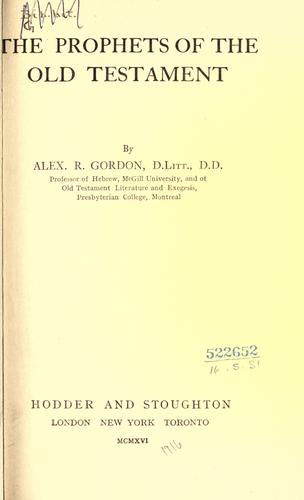 Cover for The prophets of the Old Testament.