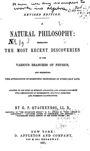 Cover for A natural philosophy