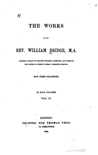 Cover for The works of the Rev. William Bridge ...