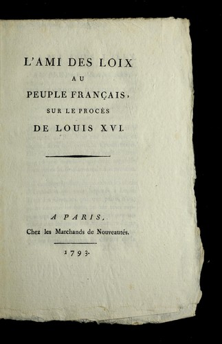 Cover for L'ami des loix au peuple franc ʹais