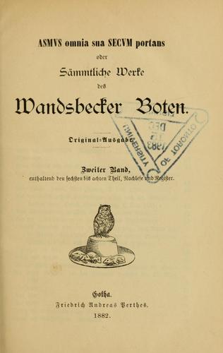 Cover for Matthias Claudius Werke