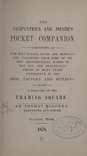 Cover for The carpenter's and joiner's pocket companion