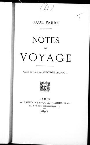 Cover for Notes de voyage