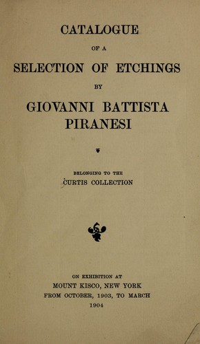 Cover for Catalogue of a selection of etchings by Giovanni Battista Piranesi ...
