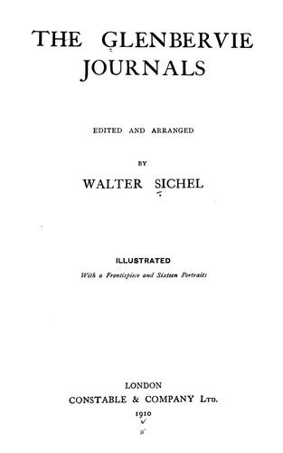 Cover for The Glenbervie journals