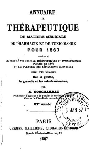 Cover for ANNUAIRE DE THERAPEUTIQUE ET THERAPEUTIQUE ET DE MATIERE MEDICALE