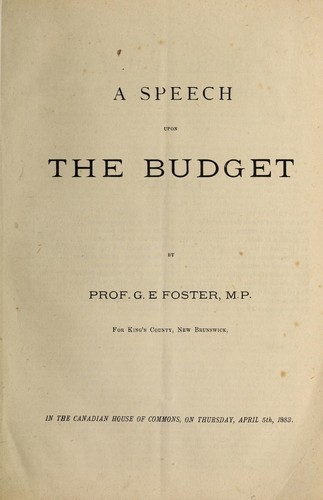 Cover for A speech upon the budget