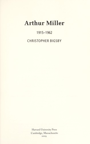 Cover for Arthur Miller, 1915-1962