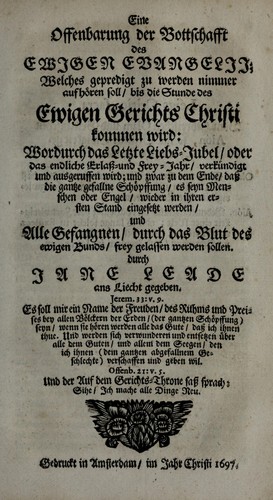 Cover for Eine Offenbarung der Bottschafft des ewigen Evangelii