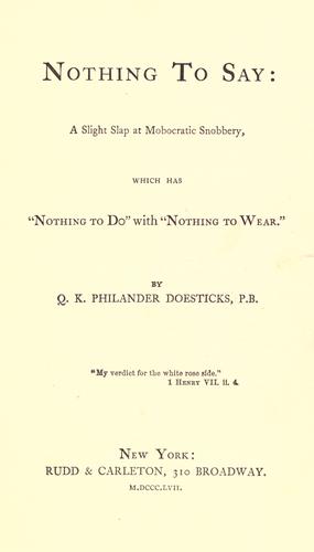 Cover for Nothing to say