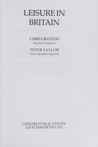 Cover for Leisure in Britain