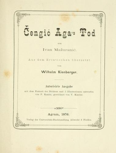 Cover for Cengic Aga's Tod.