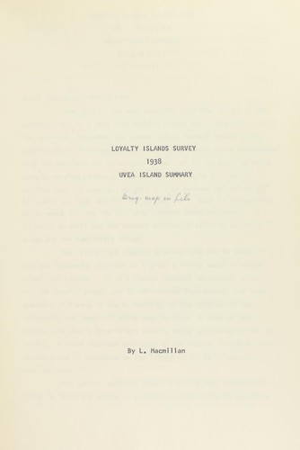 Cover for Loyalty Islands survey 1938