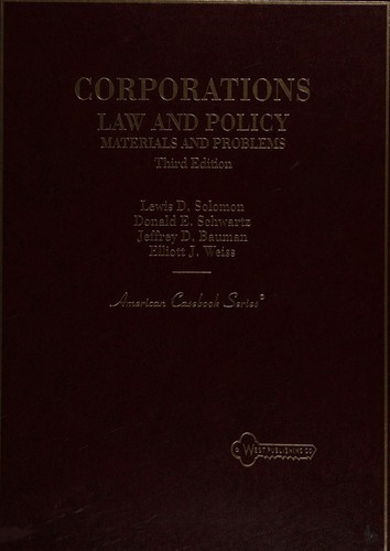 Cover for Corporations Law and Policy