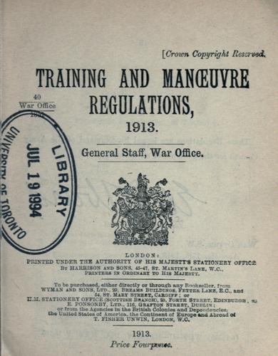 Cover for Training and manoeuvre regulations, 1913