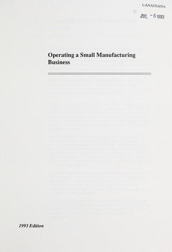 Cover for Operating a small manufacturing business in Alberta.