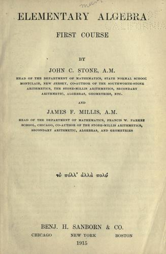 Cover for Elementary algebra