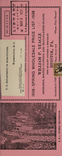 Cover for 1938 spring wholesale price list