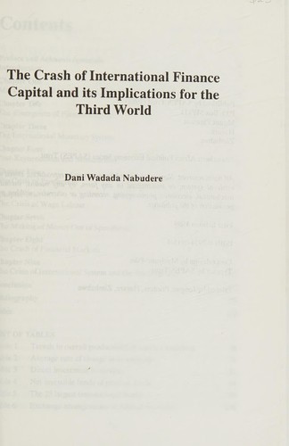 Cover for The crash of international finance capital and its implications for the Third World