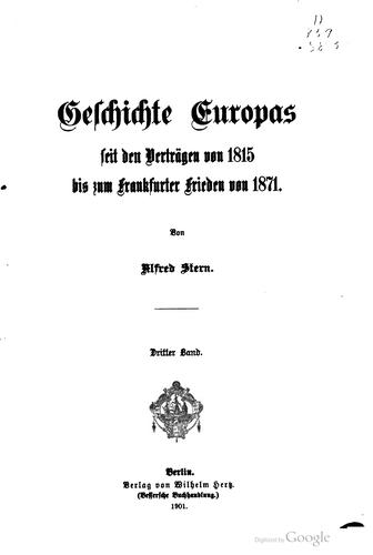 Cover for Geschichte Europas seit den verträgen von 1815 bis zum Frankfurter frieden von 1871