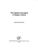 Cover for The linguistic description of opaque contexts