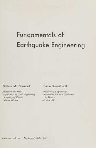 Cover for Fundamentals of earthquake engineering