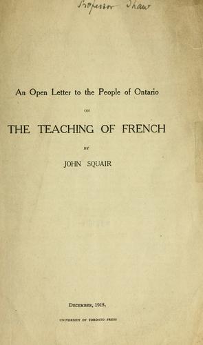 Cover for An open letter to the people of Ontario on the teaching of French