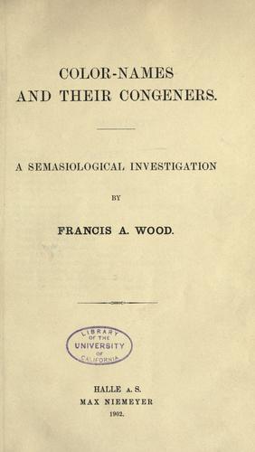 Cover for Color-names and their congeners.