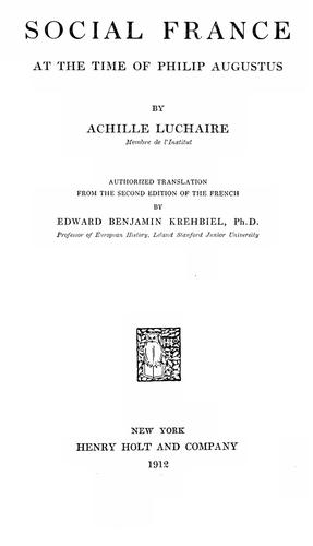 Cover for Social France at the time of Philip Augustus