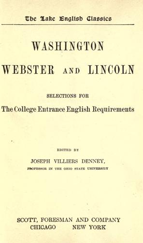 Cover for Washington, Webster and Lincoln