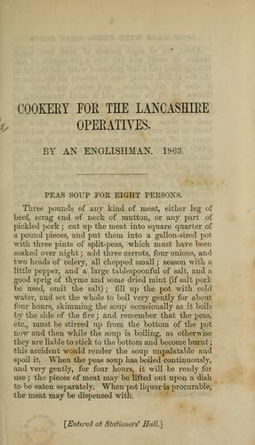 Cover for Cookery for the lancashire operatives