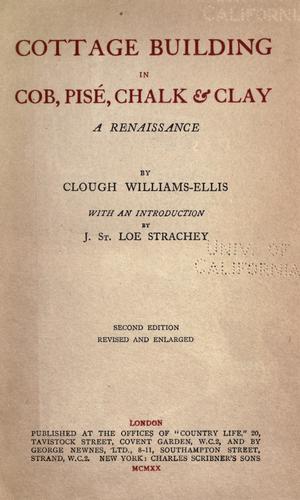 Cover for Cottage building in cob, pisé, chalk & clay