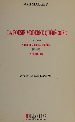 Cover for La poésie moderne québécoise