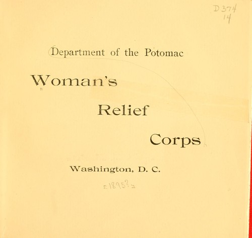 Cover for Department of the Potomac, Woman's relief corps.