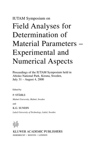 Cover for IUTAM Symposium on Field Analyses for Determination of Material Parameters-- Experimental and Numerical Aspects