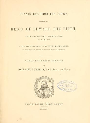 Cover for Grants, etc., from the crown during the reign of Edward the Fifth
