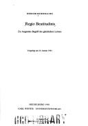 Cover for Regio beatitudinis